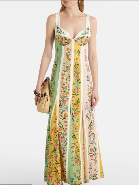 FARM Rio Dresses & Skirts - FARM Rio Yellow, Green and Cream Floral Panel Maxi Dress linen M